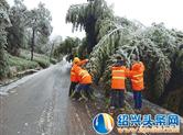 新昌大雪纷飞 公路局通宵除雪保畅通