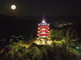 上虞古镇宝塔(应乾塔)灯光秀正式亮相